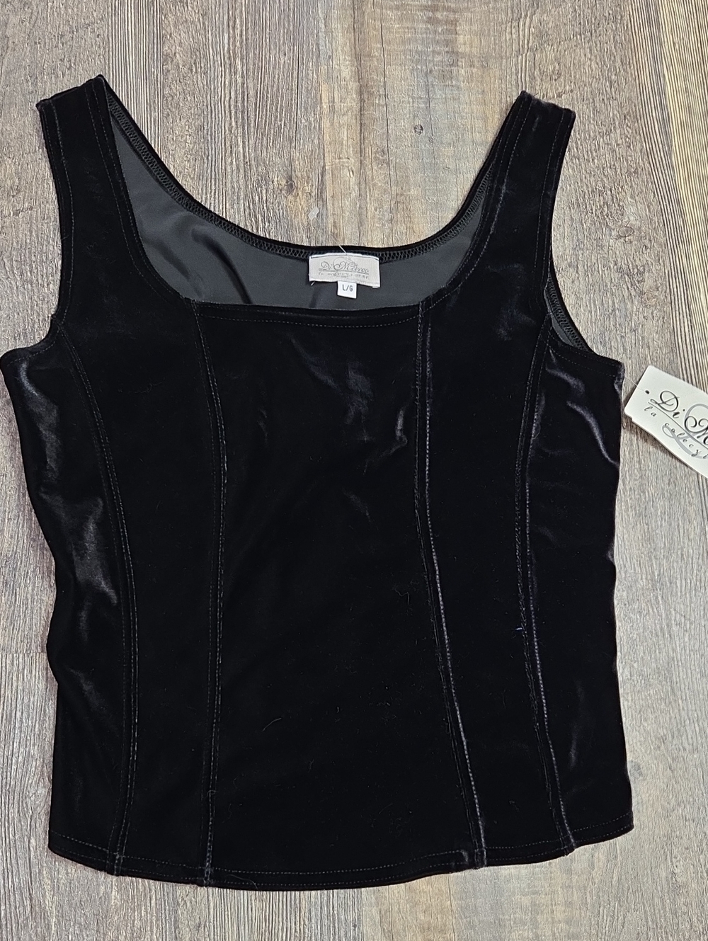 Vintage Black Velvet Tank Top - Scoop Neck